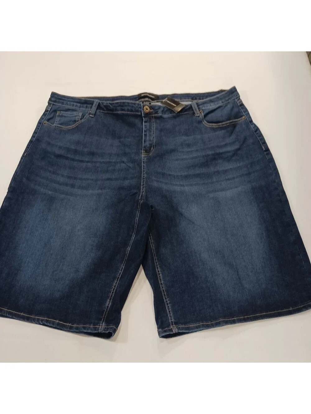 Ashley Stewart Women's Blue Cotton Blend Denim Shorts Size 26 (46×13.5)